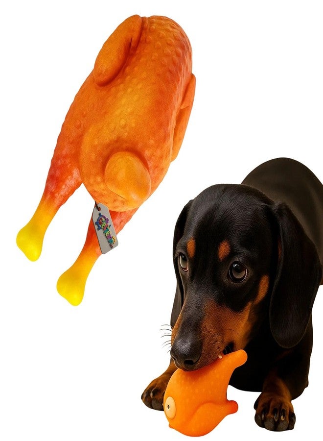 Western Era Turkey Chicken Squeaky Toy for Dogs | Funny Drumstick Shape | Soft Rubber Chew Toy for All Pets | Built-in Squeaker for Interactive Playtime | Ideal for Teeth Cleaning, Fetch & Tug Games - Image 1